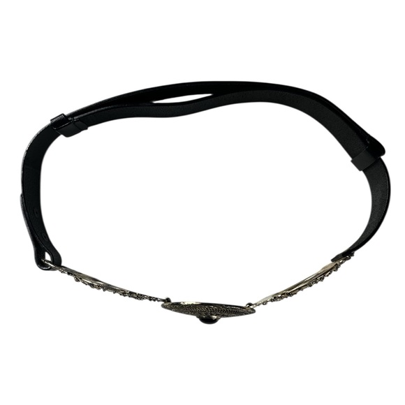 Chico's Triple Medallion Concho Belt Black Textured Leather Adjustable Size M/L - Picture 3 of 16